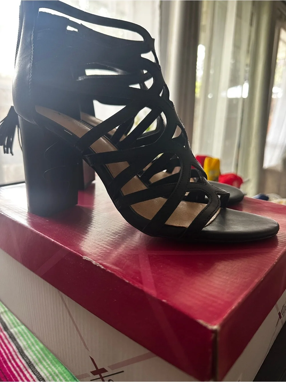 Xappeal Black Strappy Cutout High Heel Sandals